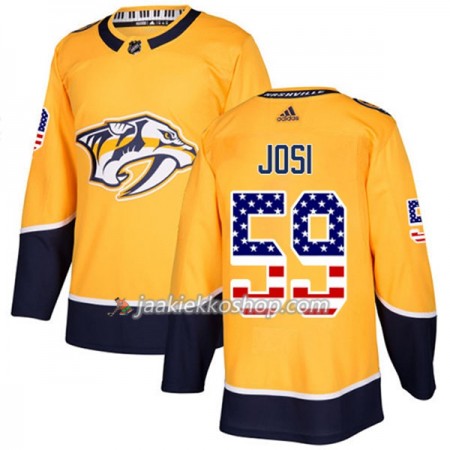 Miehille NHL Nashville Predators Pelipaita Roman Josi 59 Adidas 2017-2018 Kulta USA Flag Fashion Authentic